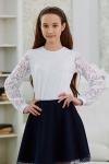 11-00 Блузка воротник-капля гипюровый рукав