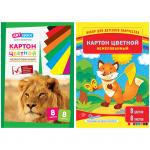 Картон цветной A4, ArtSpace, 8л., 8цв., немелованный, в папке, Нкн8-8_6959