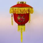 Китайский фонарик A6304-04 Пагода с кисточками ткань уп2шт h-35см d-26см