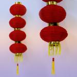 Китайский фонарик A6304-01 с кисточками 4 в 1 ткань уп2шт h-70см d-20см