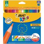 Карандаши пластиковые Bic "Evolution 93", 24  цв., заточен., картон, европодвес, 937515 (Подарок - раскраска)
