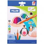 Карандаши Milan "231", 18 цв., трехгран., заточен., картон, европодвес, 0722318R