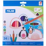 Карандаши Milan "231", 24 цв., трехгран., заточен., картон, европодвес, 0722324