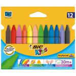 Мелки пластиковые Bic "Plastidecor Triangle" 12  цв., трехгранные, картон, европодвес, 829773