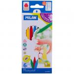 Мелки восковые Milan, 06 цв., трехгранные, картон, европодвес, 80007