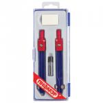 Готовальня ПИФАГОР 4 предмета:циркуль 110мм,измеритель,грифель,стир.резинка, пенал с подвесом,210238