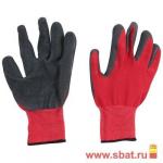 Перчатки полиэстровые с латекс. покр. Park XL, полуоблив, красн. с серым (садовые) 1059 / EL-C3032