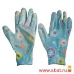 Перчатки полиэстровые с нитрил. покр. Park S, полуоблив, круги/леопард (садовые) 1362 / EL-F002