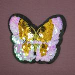 Аппликация пришивная "Бабочка-Розово-золотая" двухстороннии пайетки