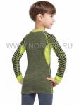 NORVEG серия Climat Control. Футболка  детская с длинным рукавом unisex, цвет черный + лайм