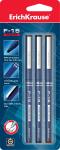 Ручка капиллярная ErichKrause® F-15, цвет чернил: синий, черный, красный (в блистере по 3 шт.)