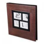 **Фотоальбом BRAUBERG на 500 фото 10*15 см, под кожу крокодила, рамка для фото, коричневый, 390715