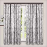 Комплект портьер для кухни Блэкаут "Ромашки"  серый 135*180*2 шт.