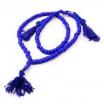 Четки для чакр SK08-8mm-6 Разум Аджна ОМ из кости 8мм 108бусин h-38см Синие