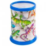 Подставка-стакан для канцелярских принадлежностей BRAUBERG, 3D ЭФФЕКТ, Ящерицы, D87x106мм, 236442