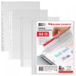 .Папки-файлы перфорированные А4 ОФИСНАЯ ПЛАНЕТА, КОМПЛЕКТ 100шт., гладкие, 30 мкм, 222052