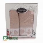 Набор полотенец махровых Гюрсан Турция, 22/574,  Марине Жаккард, 2 предмета 50*90+70*140