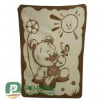 *70/061  Одеяло Мишка на лужайке жаккардовое шерстяное Люкс  100*140 Влади