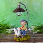 Светильник "Мальчик и лебедь", полистоун, 9х18см