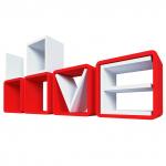 QWERTY Комплект полок Love цвет красный/белый, 25х25х8,5  см х 4 шт.  толщина 1,5 см  /1