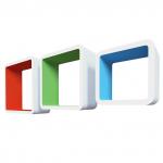 QWERTY Комплект полок Амстердам цвет белый/оранжевый/зелёный/голубой, 27х27х10  см  23х23х10  см  19х19х10  см  толщина 1,5  см  /1