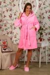 Халат велсофт короткий капюшон ХВ-0022 нежно розовый