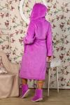 Халат велсофт длинный капюшон ХВ-0011 сирень