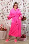 Халат велсофт длинный шаль ХВ-001 малина