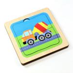 Игра-Пазл трехслойный деревянный Машинки (3 в 1)