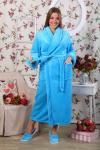 Халат велсофт длинный шаль ХВ-001 бирюза