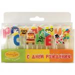 Свечи для торта с держателями ПатиБум Буквы "С днем Рождения". Веселые буквы", 3см, 6 050 566