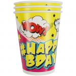 Стаканы бумажные ПатиБум "Комиксы. HappyBday", 200мл, 6шт., европодвес, 6058241