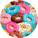 Тарелки бумажные ламинированные ПатиБум "Пончики", 18см, 6шт., еврподвес, 6058296