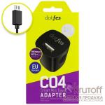CЗУ Dotfes C04 1A + кабель micro USB (black)