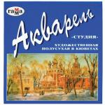 Акварель  "Студия", художественная, 12 цветов, кюветы, картон, 215002