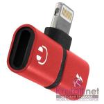 *Новинка. Переходник Lightning - Lightning Charging+Lightning EarPods (red)
