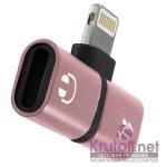 *Новинка. Переходник Lightning - Lightning Charging+Lightning EarPods (rose gold)