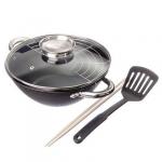 SATOSHI Казан чугун,26 см,3л,антипр.покр, нерж.ручк, решетка, стекл.крыш,нейлон.лопатка,бамб.палочки