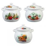 MILLIMI Аппетит Кастрюля керамическая с крышкой, 1,1 л, 3 дизайна