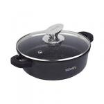 SATOSHI Лион Сотейник с крышкой 3,8л d28х7,5 см,  а/приг.покр.Мрамор, силик.протекторы ручек, индукц