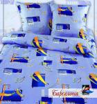 бязь ЛЮКС "Барселона" вид 1 (синий цвет) (Акварель)