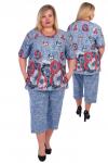Костюм большого размера с крупными цветами КД70
