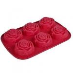 VETTA Форма силиконовая 6 ячеек, 28x18x3 см, "Розы", 3 цвета, HS-060