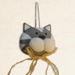 64595092 подвеска "Котик" ткань серый 6cm 1/уп