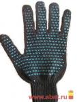 Перчатки х/б с ПВХ точка Эконом 4нит 7,5кл веспары 35гр., чер/сер, 5пар/уп, цена за пару 446-037/040