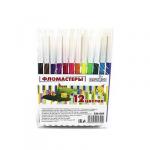 ClipStudio Фломастеры 12 цветов, 12,8 см x 8 мм, с белым колпачком, пластик, в ПВХ пенале