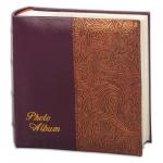 *Фотоальбом BRAUBERG на 300 фото 10*15 см, под кожу, бумажные страницы, бокс, бордо+бронза, 390681