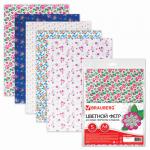 Цветной фетр для творчества А4 BRAUBERG/ОСТРОВ СОКРОВИЩ с рисунком, 5 л. 5 цв., толщина 2 мм, Цветочек, 660651