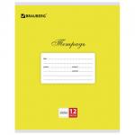 Тетрадь 12л. BRAUBERG КЛАССИКА, клетка, обложка картон, ЖЕЛТАЯ, 104720