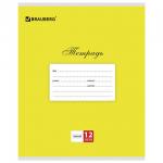 Тетрадь 12л. BRAUBERG КЛАССИКА, линия, обложка картон, ЖЕЛТАЯ, 104724